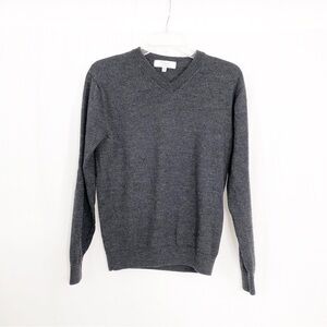 Turnbury Mens Extra Fine Merino Wool Soft V-Neck Sweater, Size Small, Gray